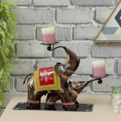 Craftpreneurs India  Multicolor Iron Tall Crane Tealight Holder Golden Figurine